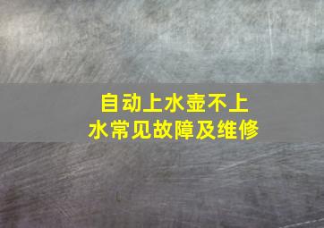 自动上水壶不上水常见故障及维修