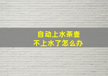 自动上水茶壶不上水了怎么办