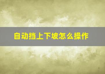 自动挡上下坡怎么操作