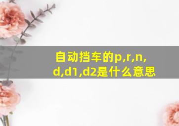 自动挡车的p,r,n,d,d1,d2是什么意思