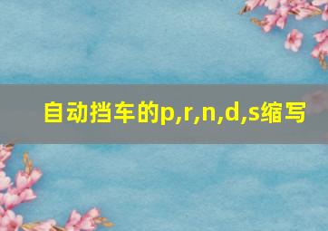 自动挡车的p,r,n,d,s缩写