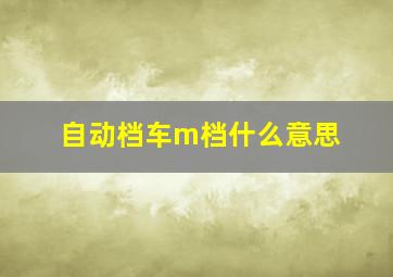 自动档车m档什么意思