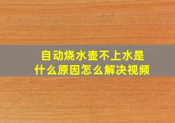 自动烧水壶不上水是什么原因怎么解决视频