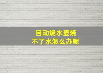 自动烧水壶烧不了水怎么办呢