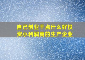 自己创业干点什么好投资小利润高的生产企业