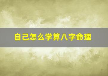 自己怎么学算八字命理