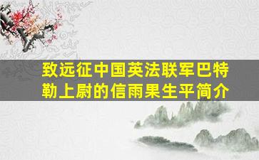 致远征中国英法联军巴特勒上尉的信雨果生平简介