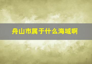 舟山市属于什么海域啊