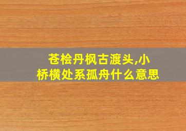 苍桧丹枫古渡头,小桥横处系孤舟什么意思