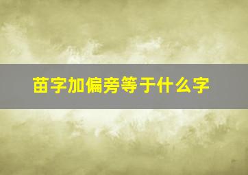 苗字加偏旁等于什么字