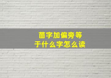 苗字加偏旁等于什么字怎么读