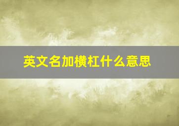 英文名加横杠什么意思