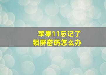 苹果11忘记了锁屏密码怎么办