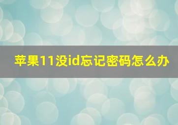 苹果11没id忘记密码怎么办