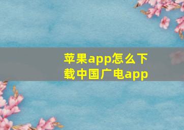 苹果app怎么下载中国广电app