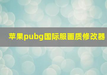 苹果pubg国际服画质修改器