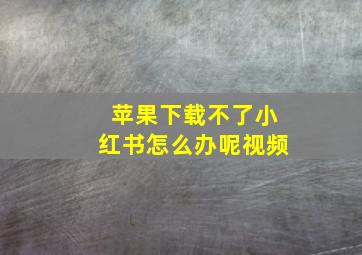 苹果下载不了小红书怎么办呢视频