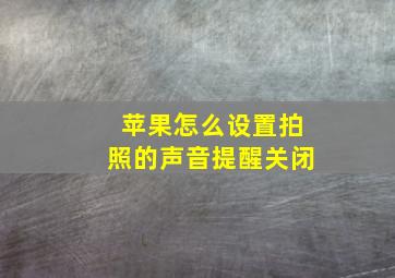 苹果怎么设置拍照的声音提醒关闭