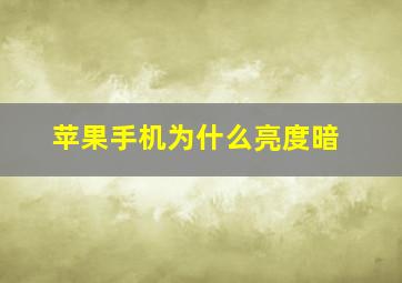 苹果手机为什么亮度暗