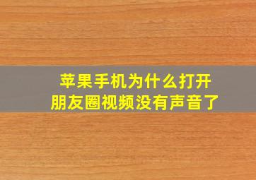 苹果手机为什么打开朋友圈视频没有声音了