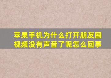 苹果手机为什么打开朋友圈视频没有声音了呢怎么回事