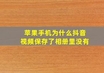 苹果手机为什么抖音视频保存了相册里没有