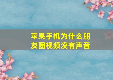 苹果手机为什么朋友圈视频没有声音