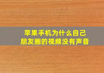 苹果手机为什么自己朋友圈的视频没有声音