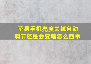 苹果手机亮度关掉自动调节还是会变暗怎么回事