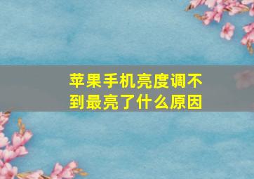 苹果手机亮度调不到最亮了什么原因