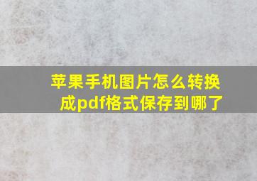 苹果手机图片怎么转换成pdf格式保存到哪了