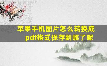 苹果手机图片怎么转换成pdf格式保存到哪了呢