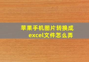 苹果手机图片转换成excel文件怎么弄