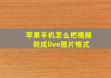 苹果手机怎么把视频转成live图片格式