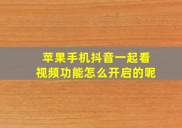 苹果手机抖音一起看视频功能怎么开启的呢