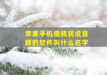 苹果手机视频转成音频的软件叫什么名字