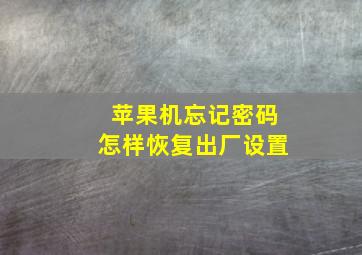 苹果机忘记密码怎样恢复出厂设置