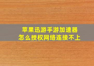 苹果迅游手游加速器怎么授权网络连接不上