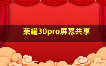 荣耀30pro屏幕共享