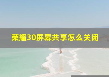 荣耀30屏幕共享怎么关闭