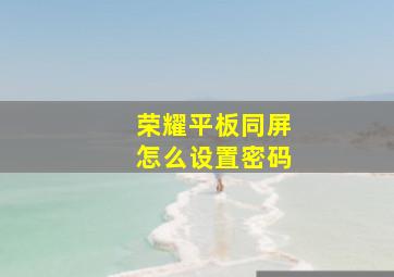 荣耀平板同屏怎么设置密码