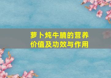 萝卜炖牛腩的营养价值及功效与作用