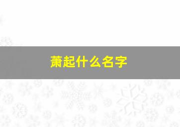 萧起什么名字