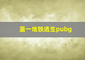 蓝一地铁逃生pubg