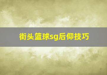 街头篮球sg后仰技巧