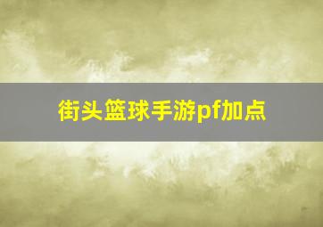 街头篮球手游pf加点