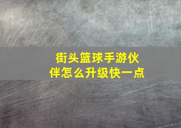 街头篮球手游伙伴怎么升级快一点