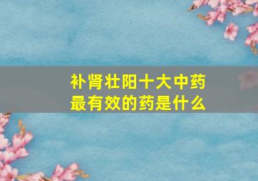 补肾壮阳十大中药最有效的药是什么