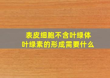 表皮细胞不含叶绿体叶绿素的形成需要什么