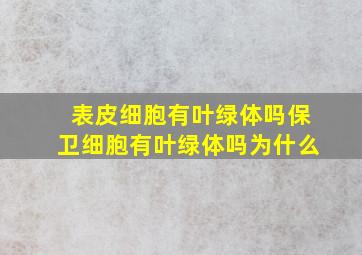 表皮细胞有叶绿体吗保卫细胞有叶绿体吗为什么